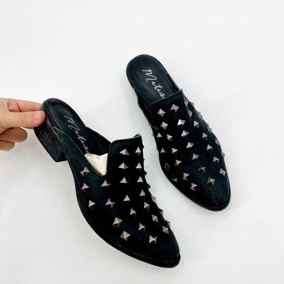 Matisse Black Studded Leather Mules - Picture 1 of 6